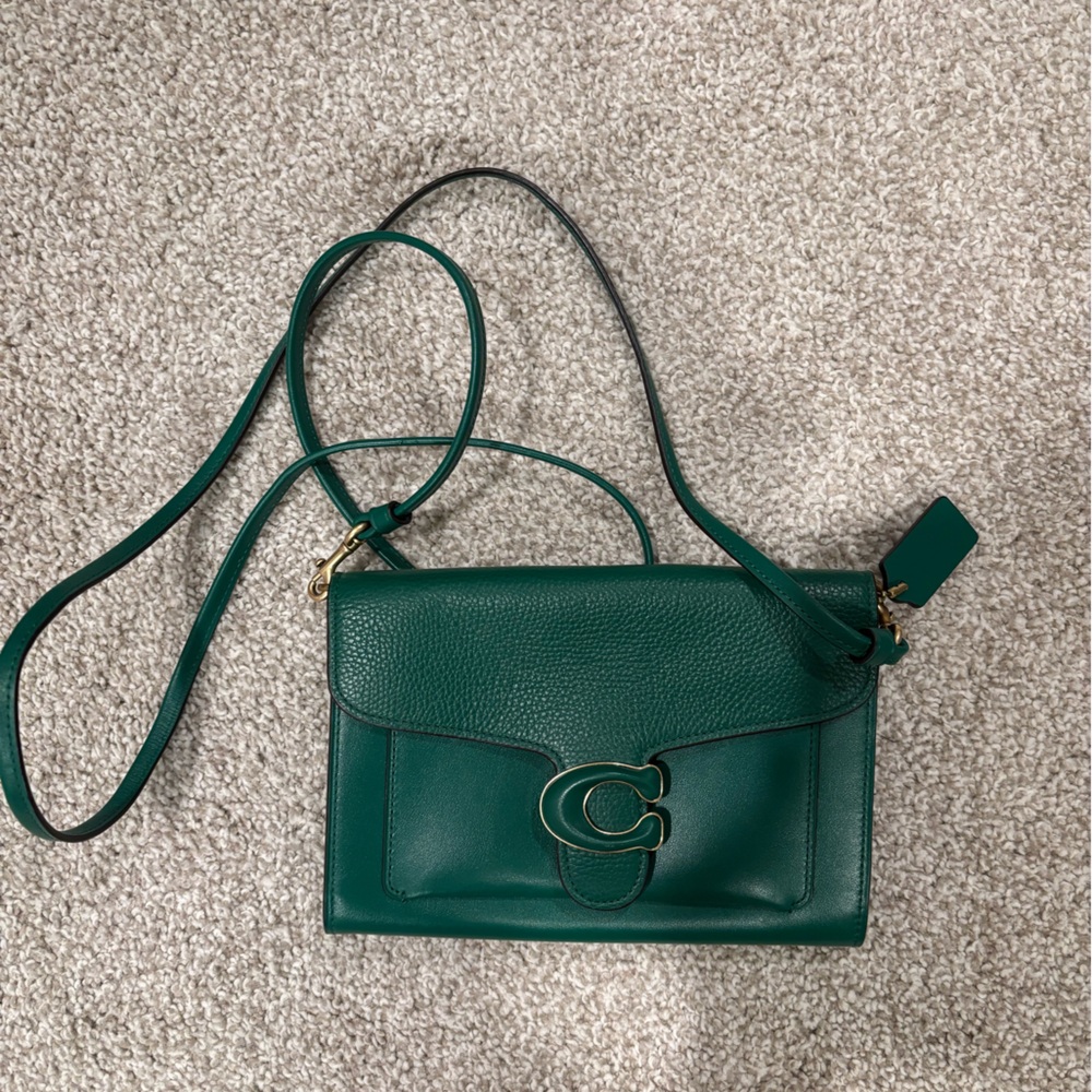 Coach Emerald Green Leather Crossbody Bag with Gold Hardware